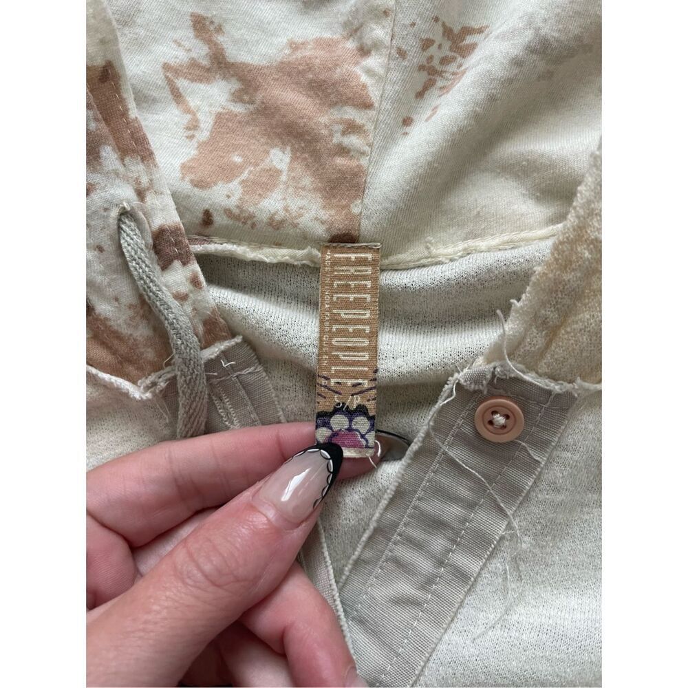 Free People Patchwork Button Down Hoodie Top Size… - image 3